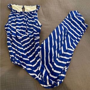 EUC Chico's Blue & White Maxi Dress - Sz Large /2